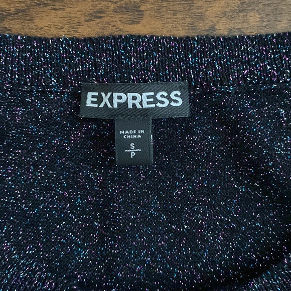 Express - Dolman Cold Shoulder Lightweight Sparkle/Glitter Sweater - Small - BLK - Picture 5 of 5